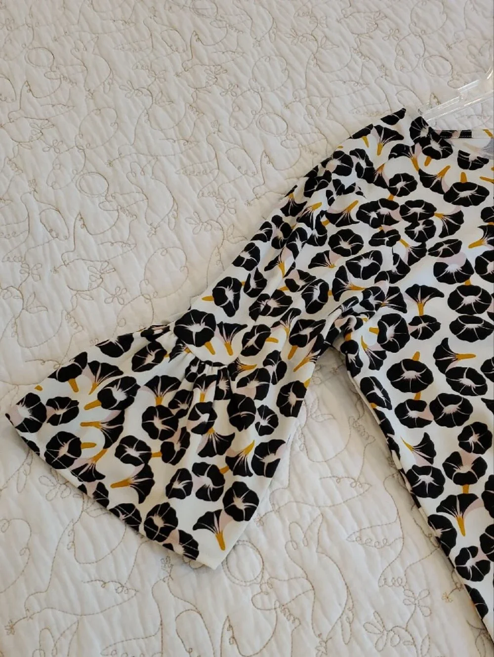 Ann Taylor Factory Black and White Floral Blouse with Yellow Accents